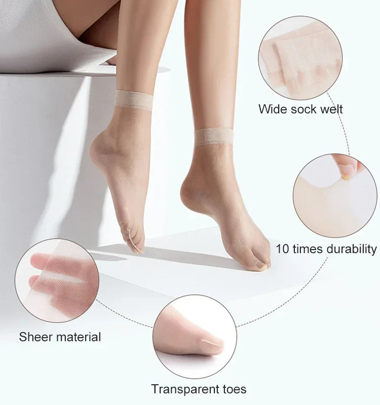 Sheer Crystal Silk Socks