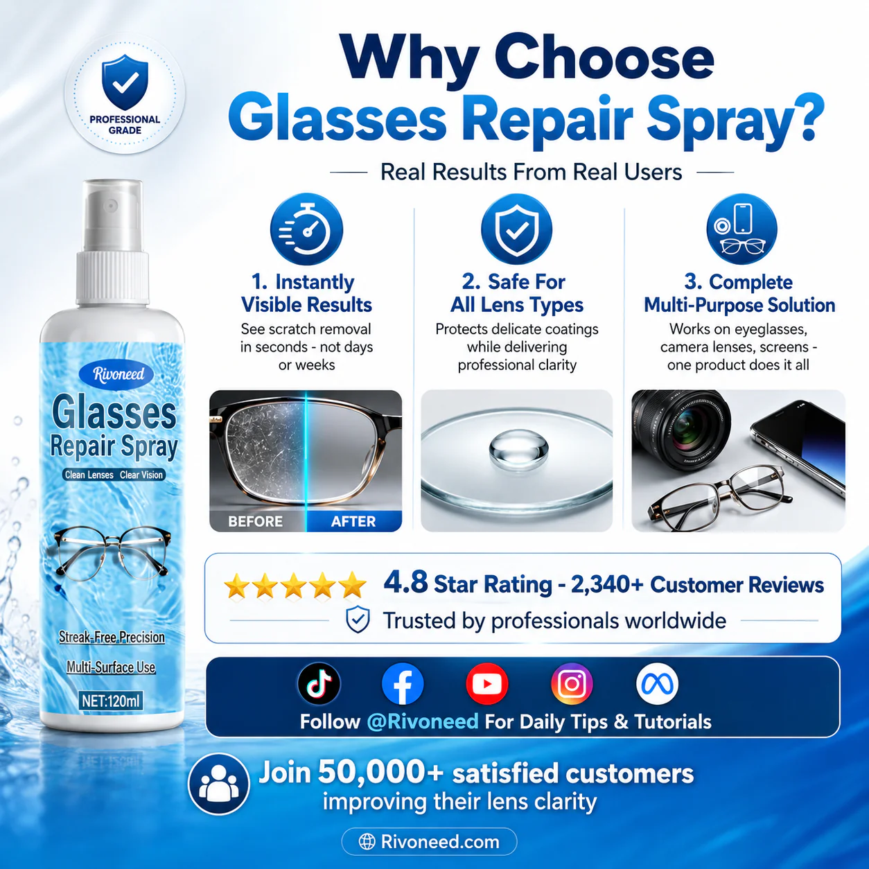 🔥HOT SALE 50% OFF😎Professional Lens Scratch Repair Spray