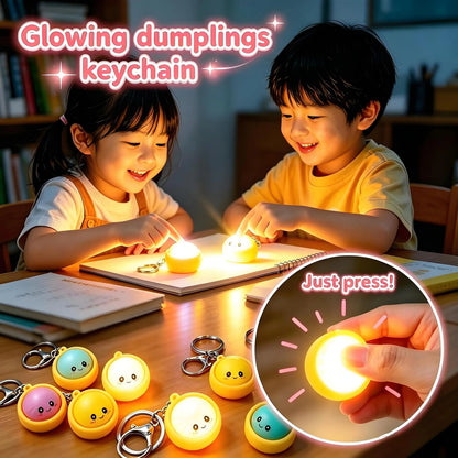 🎁Cute Dumpling Pressable Fidget Keychain - touch sensing light