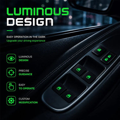 💡Car Window Lift Switch Luminous Stickers - Colorful Night Glow Warning Button Decal