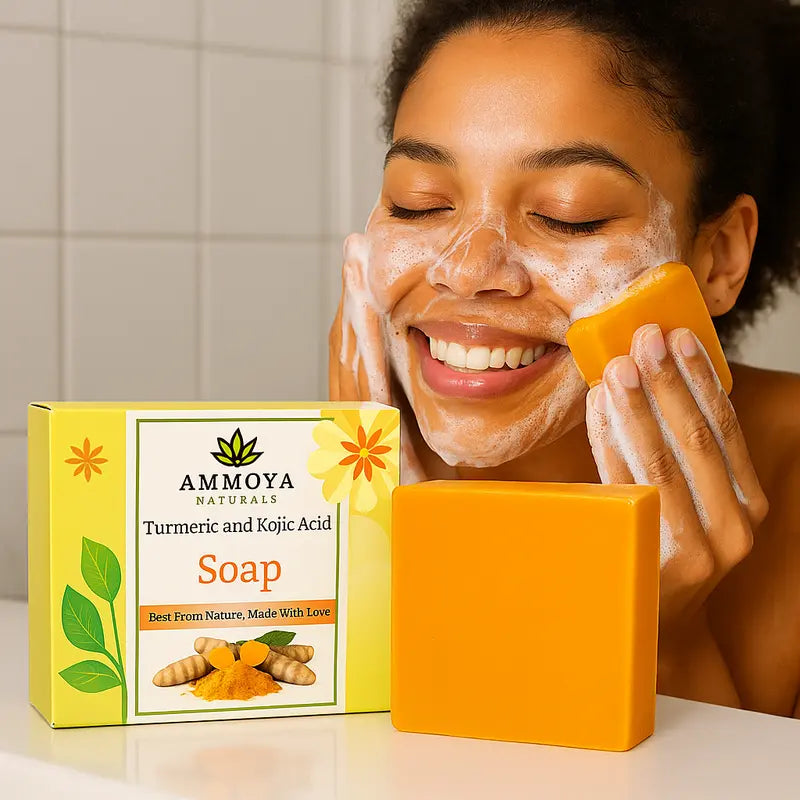 Ammoya Naturals Turmeric & Kojic Acid Brightening Soap - 4 Ounces All-Natural Skincare for Daily Use