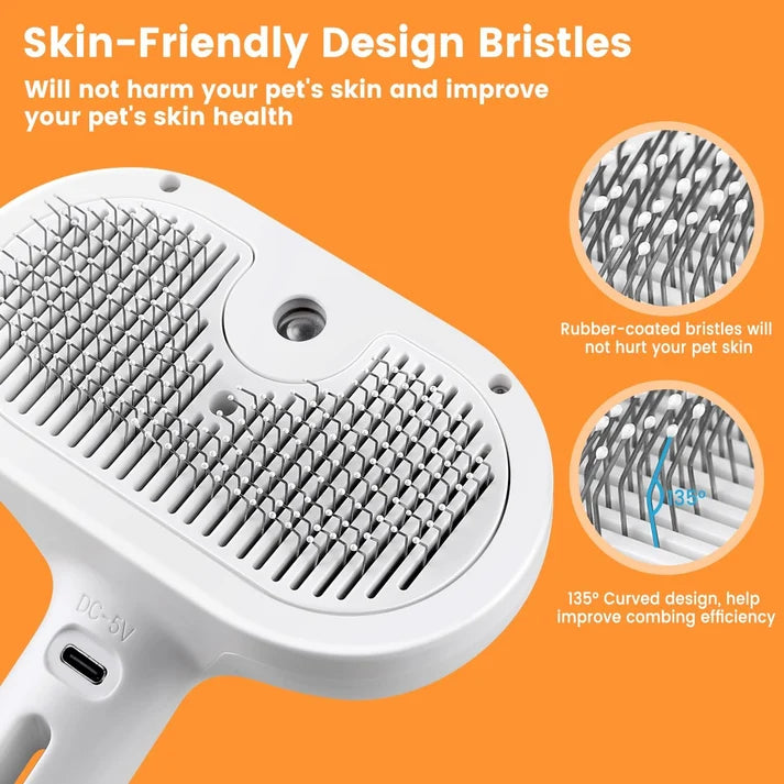 3-in-1 Pet Steam Brush for Cats & Dogs