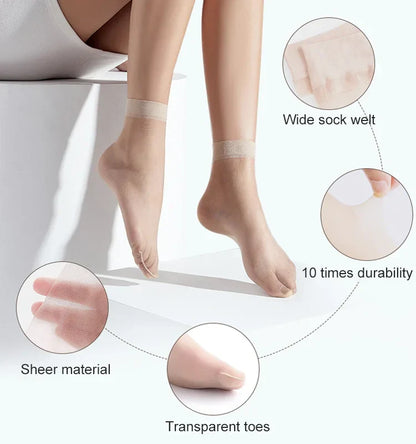 Sheer Crystal Silk Socks
