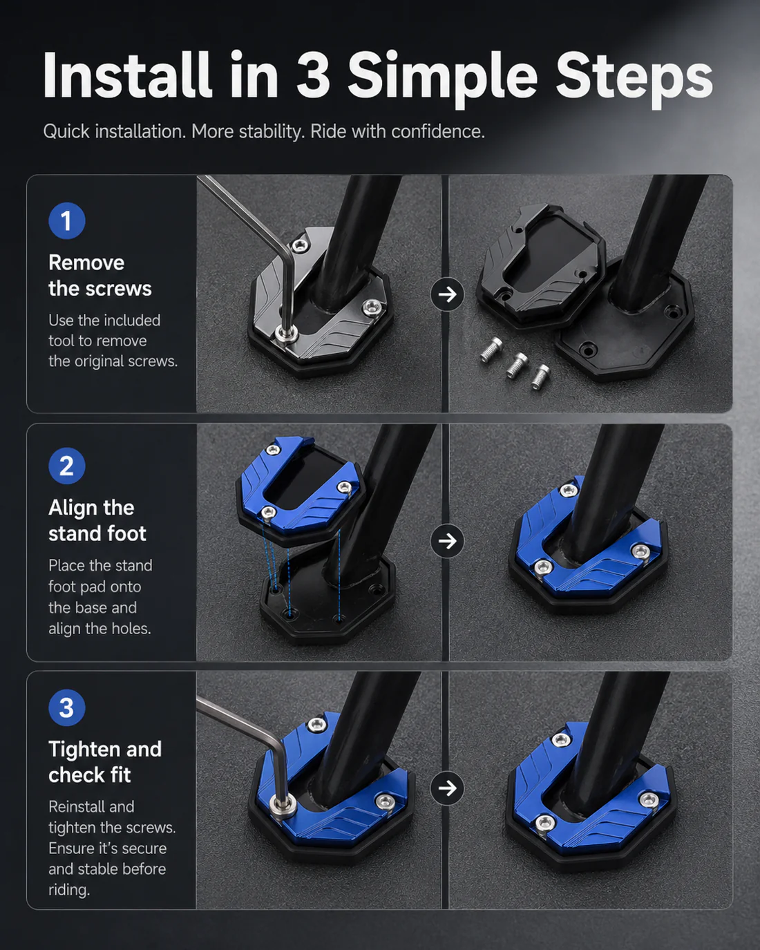 Motorcycle Kickstand Foot Side StandExtension Pad