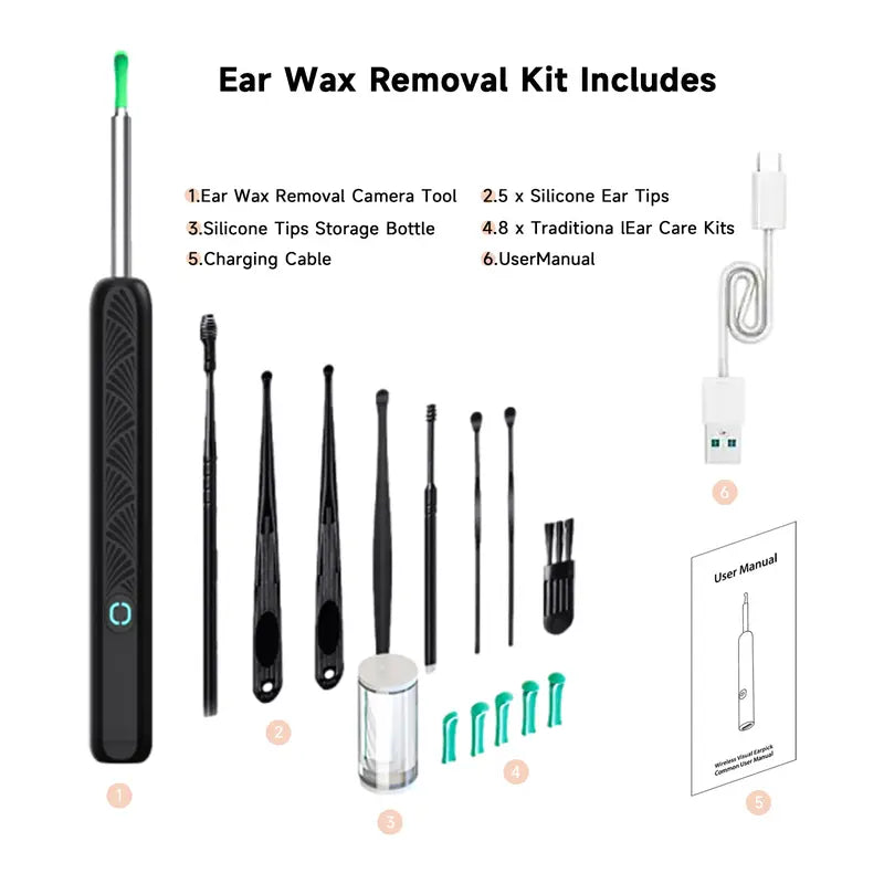 Ear Wax Removal Tool with Camera - Portable Type-C Rechargeable Earpick