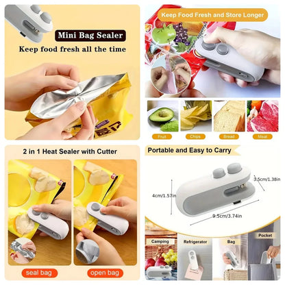 Rechargeable 2 in 1 Portable Mini Food Bag Heat Sealer And Cutter