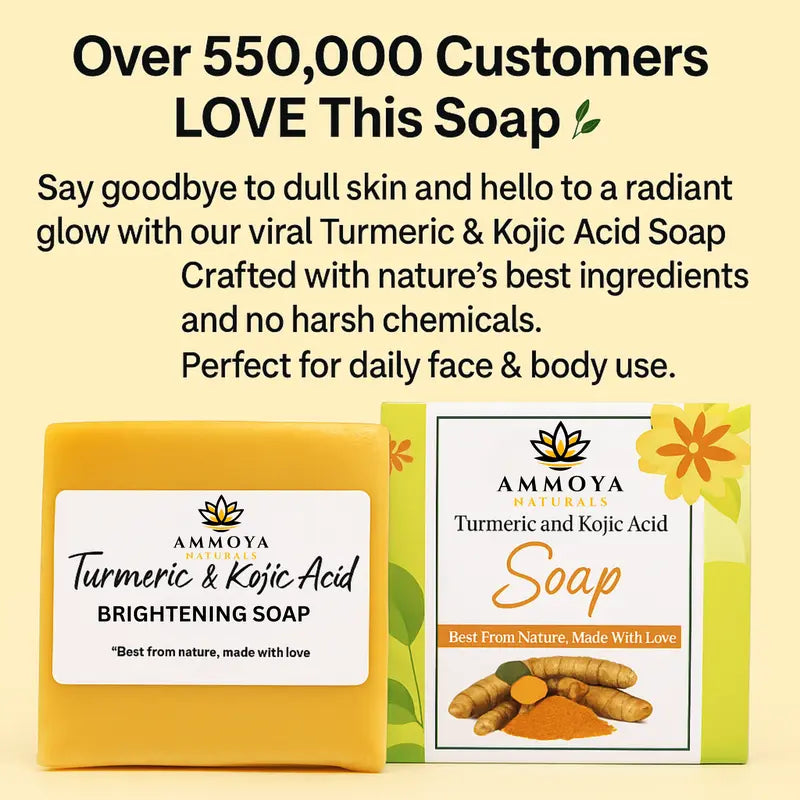 Ammoya Naturals Turmeric & Kojic Acid Brightening Soap - 4 Ounces All-Natural Skincare for Daily Use