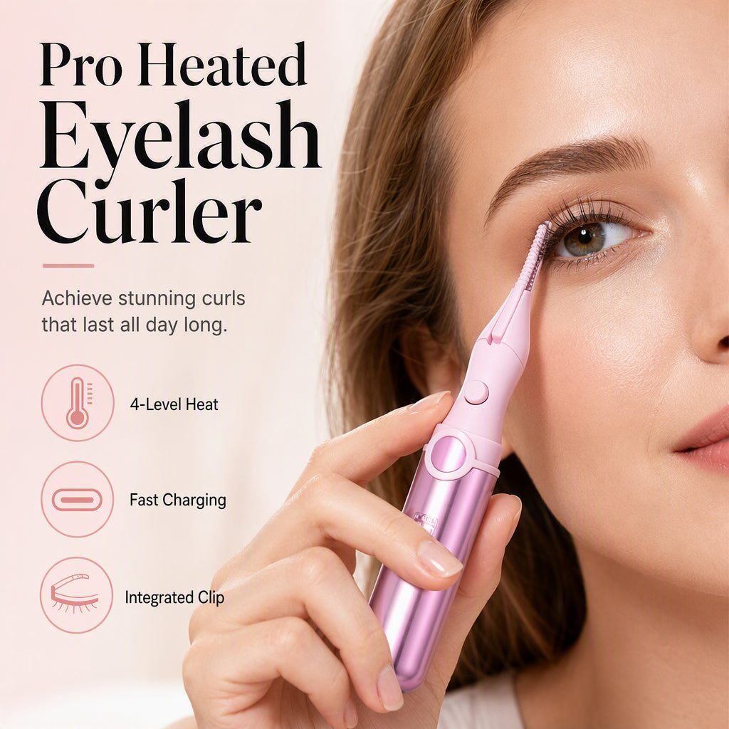 ✨Rechargeable Heated Eyelash Curler – Pro 4‑Level Heat Electric Lash Curler with Integrated Clip