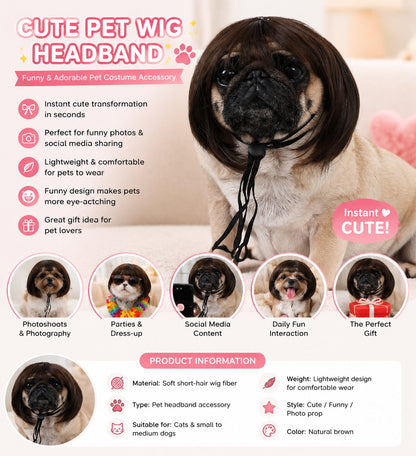 Cute Pet Wig Headband – Funny Costume Accessory for Dogs & Cats
