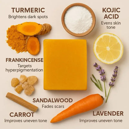 Ammoya Naturals Turmeric & Kojic Acid Brightening Soap - 4 Ounces All-Natural Skincare for Daily Use