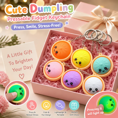 🎁Cute Dumpling Pressable Fidget Keychain - touch sensing light